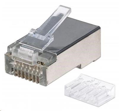 INT Modular Plug, Cat6, RJ45 with Liner, 50µ, Shielded, for Solid&Stranded Wire, 90 pcs., Jar