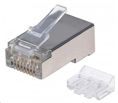 INT Modular Plug, Cat6A, RJ45 with Liner, Shielded, 15µ, For Solid Wire, 90 pcs., Jar