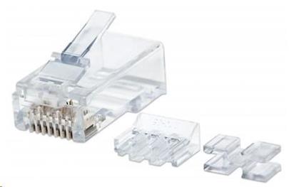 INT Modular Plug, Cat6A, RJ45 with Liner, Unshielded, 15µ, For Solid Wire, 80 pcs., Jar