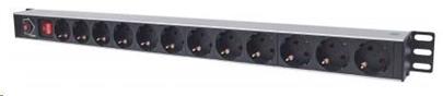 Intellinet Vertical Rackmount 12-Way Power Strip - German Type, rozvodný panel, 12x DE zásuvka, 1.6m kabel