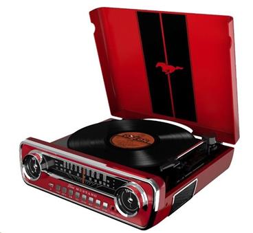 ION Mustang LP Red Polo-automatický gramofon vyniká neotřelým retro vzhledem inspirovaný Fordem Mustangem