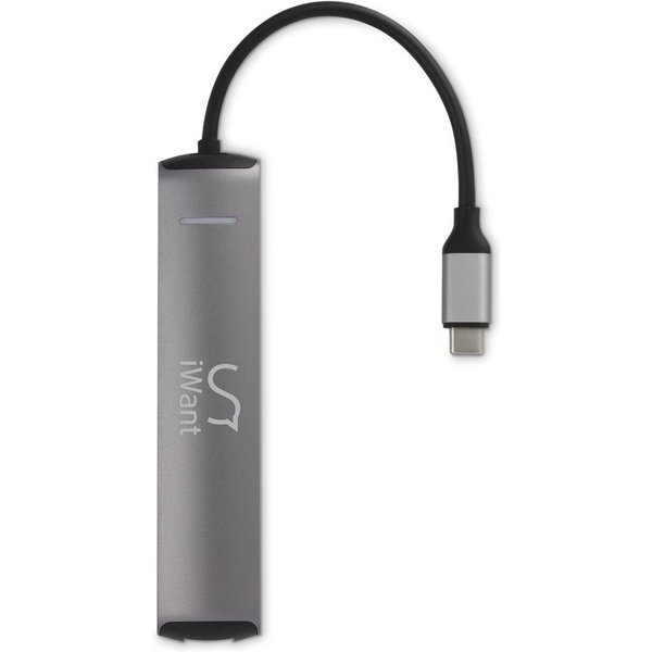 iWant USB C HUB s 3x USB 3.1/HDMI/Ethernet/USB-C vesmírně šedý