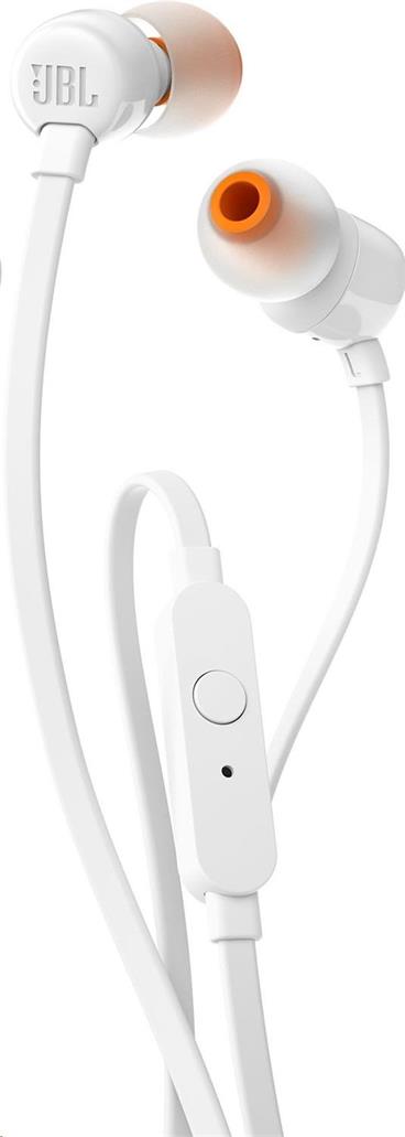 JBL T110 - white (Pure Bass, plochý kabel, mikrofon)