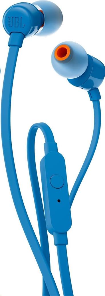 JBL Tune 110 - blue (Pure Bass, plochý kabel, mikrofon)