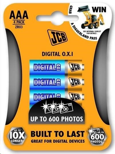 JCB OXI DIGITAL alkalická batéria LR03, blister 4 ks