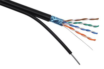 Kabel FTP PE drát c5e venkovní, samonosný, 305m Solarix