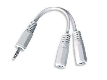 Kabel rozdvojka jack 3,5mm na 2x3,5mm M/F, 10cm, audio, iPod style, white