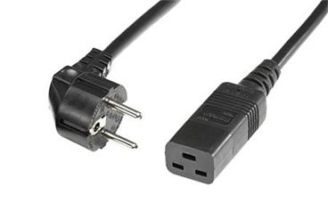 Kabel síťový 16A, CEE 7/7(M) - IEC320 C19, 3m, černý