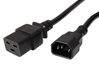 Kabel síťový IEC320 C14 - C19, 3x 1,5mm2, černý, 1m