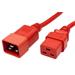 Kabel síťový prodlužovací 16A, IEC320 C20 - C19, 2m, červený