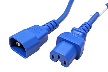 Kabel síťový prodlužovací, IEC320 C14 - C15, 1m, modrý
