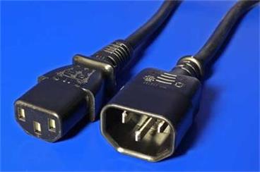 Kabel síťový prodlužovací, IEC320 C14 - IEC320 C13, 1,8m, černý