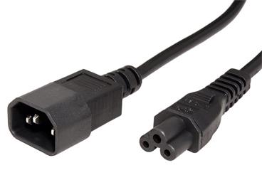 Kabel síťový prodlužovací k notebooku, IEC320 C14 - C5, 1,8m (trojlístek), černý