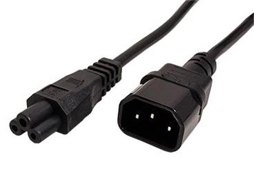 Kabel síťový prodlužovací k notebooku, IEC320 C14 - C5, 1m (trojlístek), černý