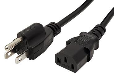Kabel síťový US, NEMA 5-15P(typ B) - IEC320 C13, 3m, černý