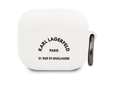 Karl Lagerfeld Rue St Guillaume silikonové pouzdro pro Airpods 3 bílé