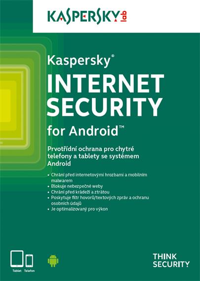 Kaspersky Internet Security for Android CZ, 3 mobily nebo tablet, 1 rok, nová licence, elektronicky