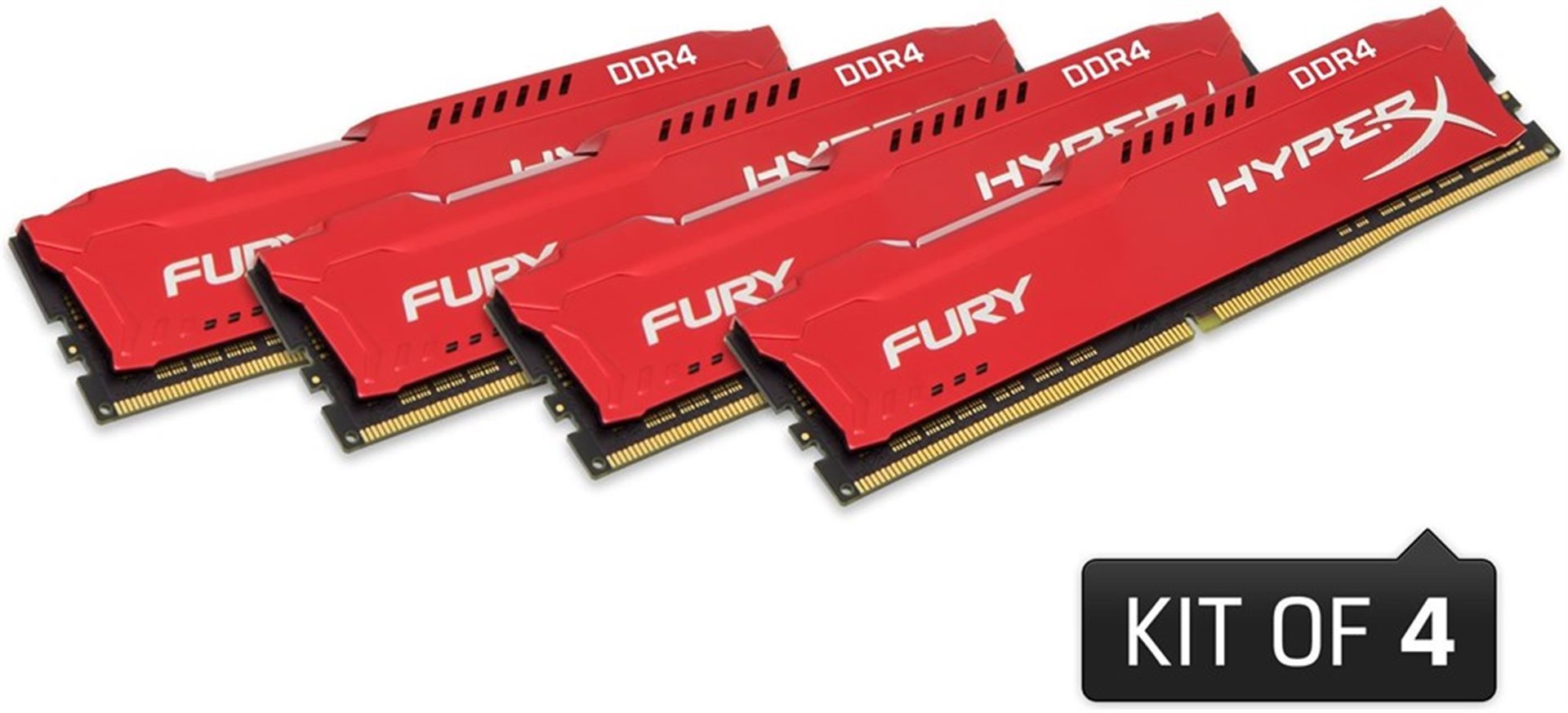 KINGSTON 32GB 2400MHz DDR4 CL15 DIMM (Kit of 4) 1Rx8 HyperX FURY Red