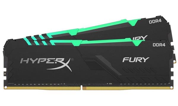 KINGSTON HyperX FURY RGB 16GB DDR4 2666MHz / DIMM / CL16 / RGB / černá / KIT 2x 8GB