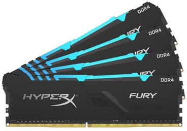 KINGSTON HyperX FURY RGB 64GB DDR4 2666MHz / DIMM / CL16 / RGB / černá / KIT 4x 16GB