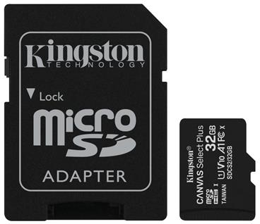 Kingston paměťová karta 32GB Canvas Select Plus microSDHC 100R A1 C10 Card + ADP