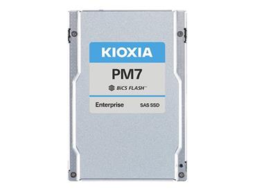 Kioxia Enterprise SSD, PM7-R SED Series, 7680 GB, PWPD:1, SAS 24Gbit/s, 2,5" 15mm, 4200/4100 MB/s, 720/175K IOPS