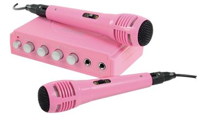 König HAV-KM11P- Karaoke mixer + 2 mikrofony, růžový