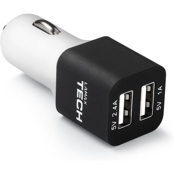 LAMAX Tech USB Car Charger 3.4A - USB nabíječka do auta (2x USB) - černá/bílá