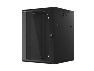 LANBERG Nástěnná jednodílná skříň 19", 15U 570x600 snadná a rychlá montáž (v rozloženém stavu) černá (RAL9004)
