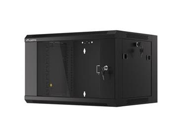 LANBERG Nástěnná jednodílná skříň 19", 6U 570x450 snadná a rychlá montáž (v rozloženém stavu) černá (RAL9004)