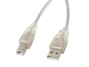 LANBERG USB-A (M) na USB-B (M) 2.0 kabel 3m, transparentní