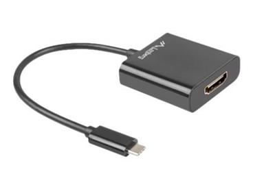 LANBERG USB-C(M) 3.1 na HDMI(F) adaptér kabel 15CM (Displayport ALT MODE) černý