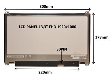 LCD PANEL 13,3" FHD 1920x1080 30PIN MATNÝ / ÚCHYTY NAHOŘE A DOLE