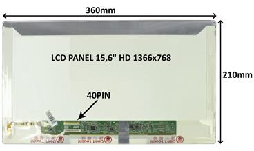 LCD PANEL 15,6" HD 1366x768 40PIN LESKLÝ / ŠROUBOVÁNÍ Z BOKŮ