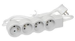 LEGRAND Revolution prodlužovací přívod 4x2P+T, kabel 3m, bílá-světlé šedá