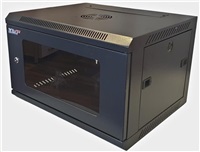 LEXI 19" nástěnný rozvaděč 12U, šířka 600mm, hloubka 450mm, skleněné dveře, nosnost 60kg, dodáván rozložený, barva černá