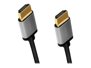 LOGILINK CHA0100 HDMI cable A/M to A/M 4K/60 Hz alu black/grey 1m