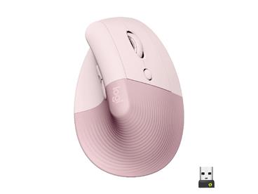 Logitech Lift Vertical Ergonomic Mouse - růžová, 400-4000dpi, 6 tlačítek, bluetooth, logitech bolt