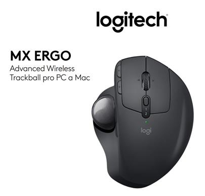 Logitech myš MX ERGO, Advanced 2,4 GHz, Bluetooth®, Unifying přijímač, grafitová, 512 - 2 048dpi