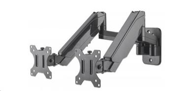 Manhattan Dual Wall Mount, Two gas-spring jointed arms, for two 17" to 32" monitors