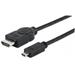 MANHATTAN kabel HDMI s Ethernetem, HDMI Male to Micro Male, HEC, ARC, 3D, 4K, stíněný, 2m, Black
