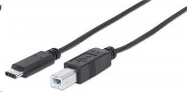 MANHATTAN Kabel USB 2.0 B - USB 3.1 C, (M/M), černý