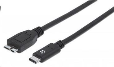 MANHATTAN Kabel USB 3.0 Micro B - USB 3.1 C, (M/M), černý