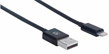 Manhattan Lightning kabel, USB-A na MFi-Certified 8-Pin Lighting (M/M), 0.5m, černá