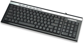 MANHATTAN Ultra tenká multimediální klávesnice, USB, černo-stříbrná