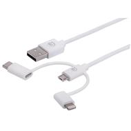 MANHATTAN USB 3-in-1 Charging and Data Cable, bílý