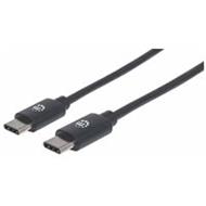 Manhattan USB-C kabel, USB 2.0, Male na Male, 480 Mbps, 1m, černá