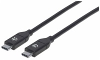 Manhattan USB-C kabel, USB 2.0, Male na Male, 480 Mbps, 5 A, 2m, černá
