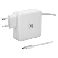 MANHATTAN USB nabíječka Power Delivery Wall Charger with Built-in USB-C Cable – 60 W, bílá