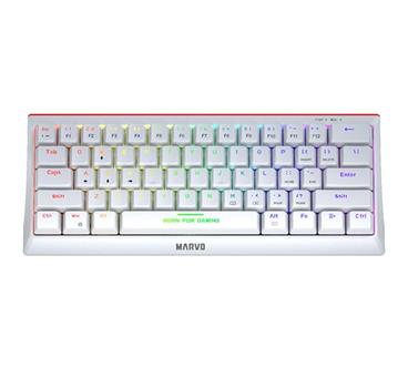 Marvo KG962 EN - R, klávesnice US, herní, mechanická typ drátová (USB), bílá, podsvícená, červené spínače